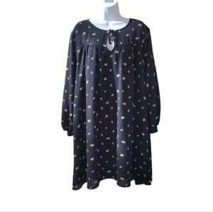 MADEWELL Black French Daisies Long Sleeve Mini Dress Size 3X